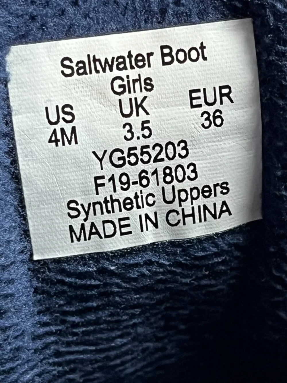 Sperry Saltwater Girls Duck Boots Navy Brown Size 4M